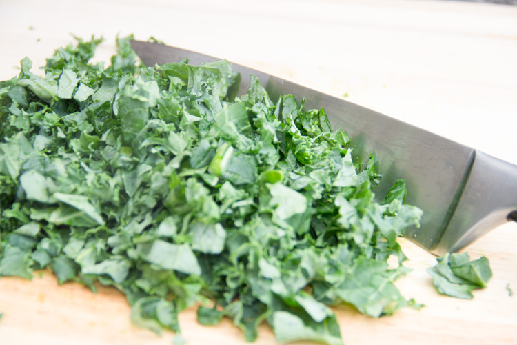chopping kale