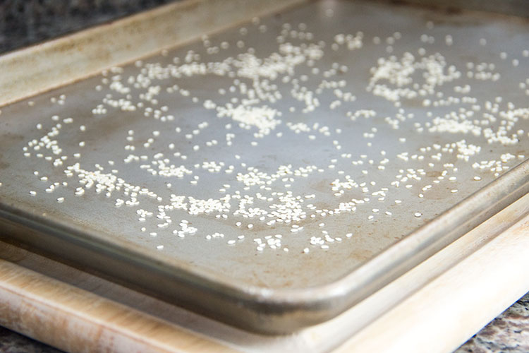sesame-seeds-on-a-baking-sheet