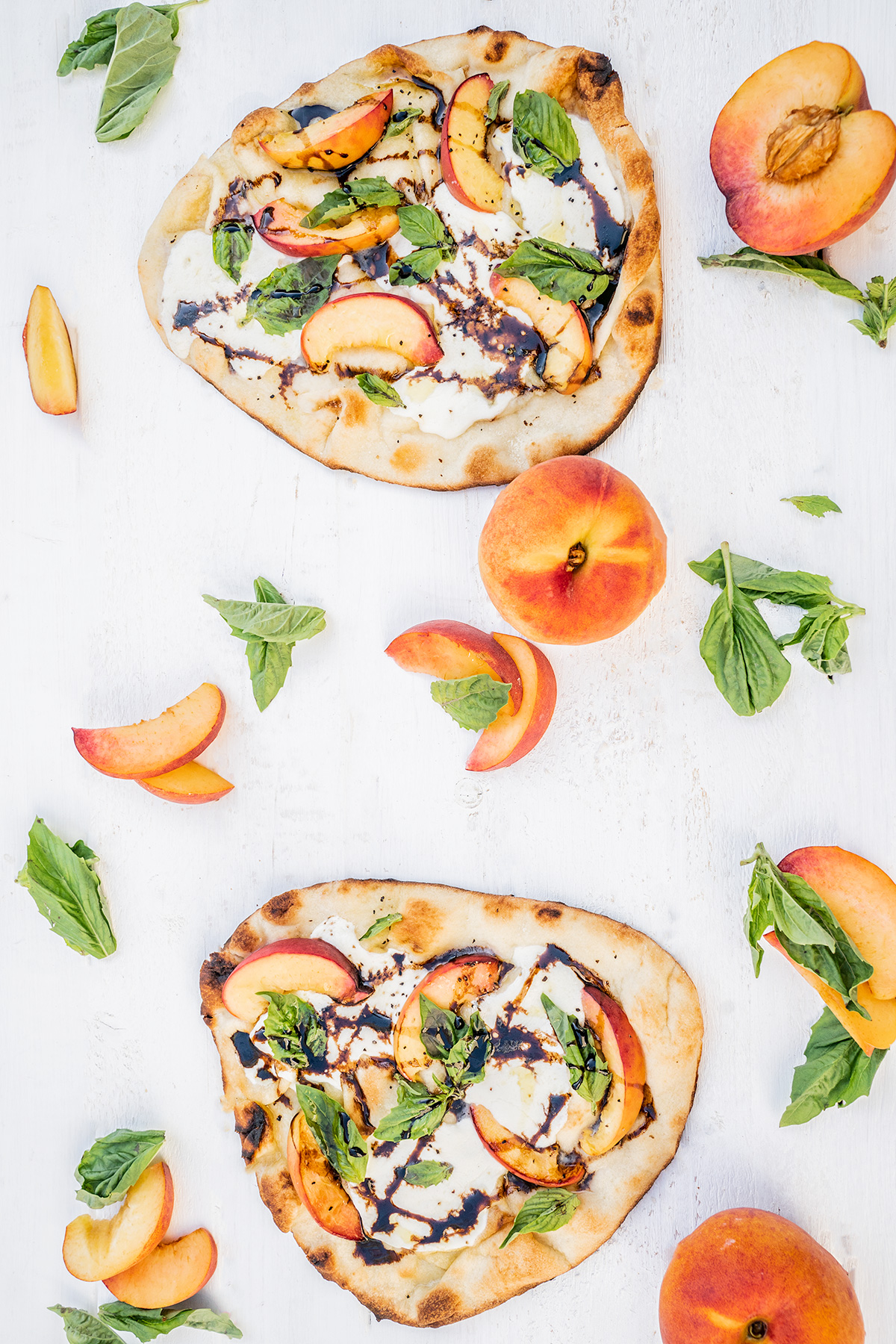 Peach Caprese Grilled Flatbread - Jen Elizabeth's Journals